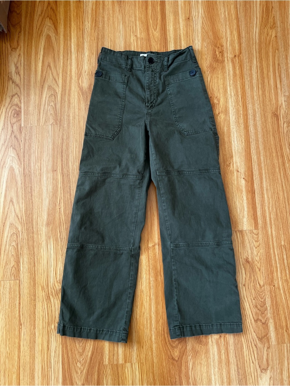 Frame Olive Green High-Rise Denim Utility Pants
